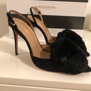 Aquazzura BLK Powder Puff 105 Sling Pumps size 37